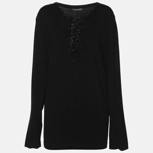 Marina Rinaldi Black Jersey Beads Embellished Tops Xl